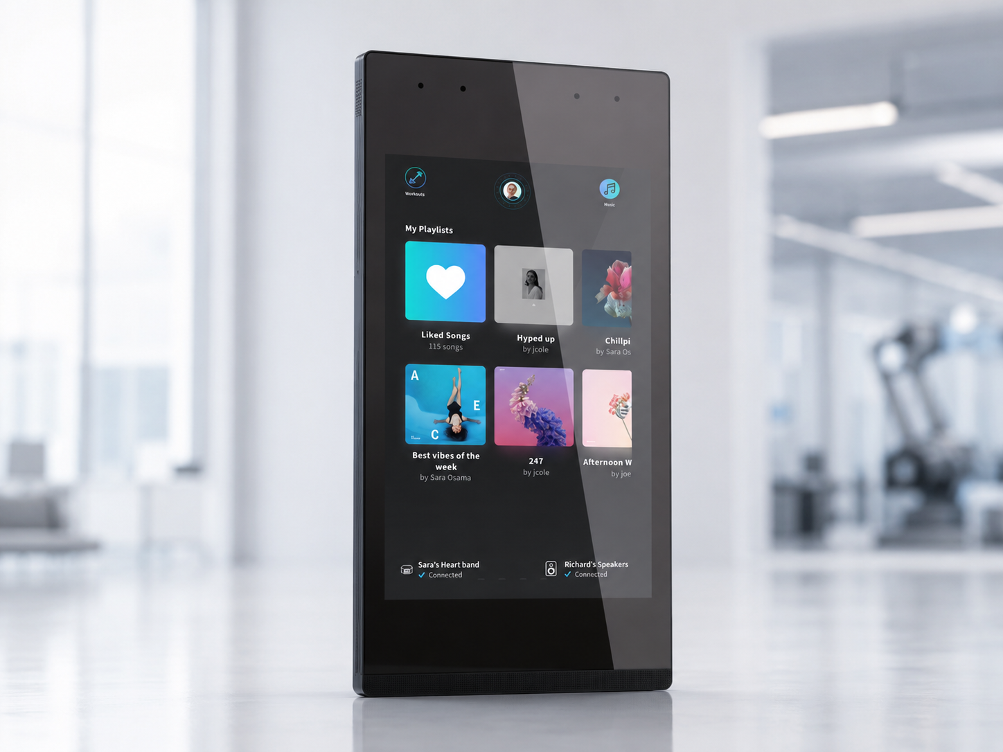 INDORCE smart touch panel tablet running a media interface